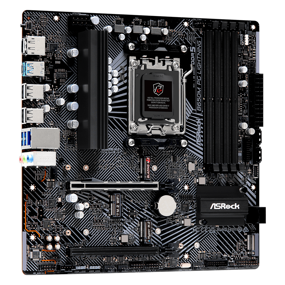 ASROCK B650M PG LIGHTNING 7200MHz(OC) DDR5 Soket AM5 HDMI DP M.2 mATX Anakart