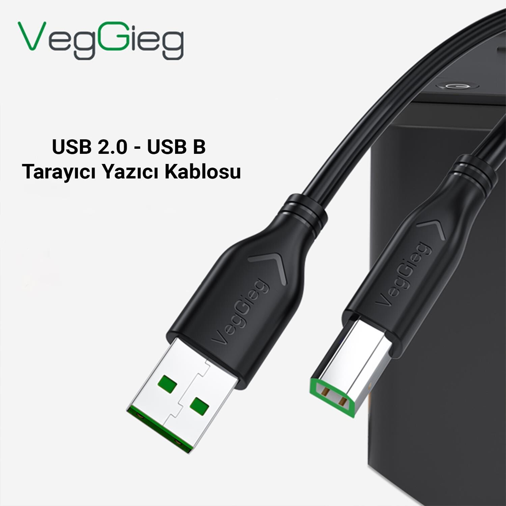 VegGieg USB B Printer Tarayıcı Yazıcı Data Kablosu 5 Metre