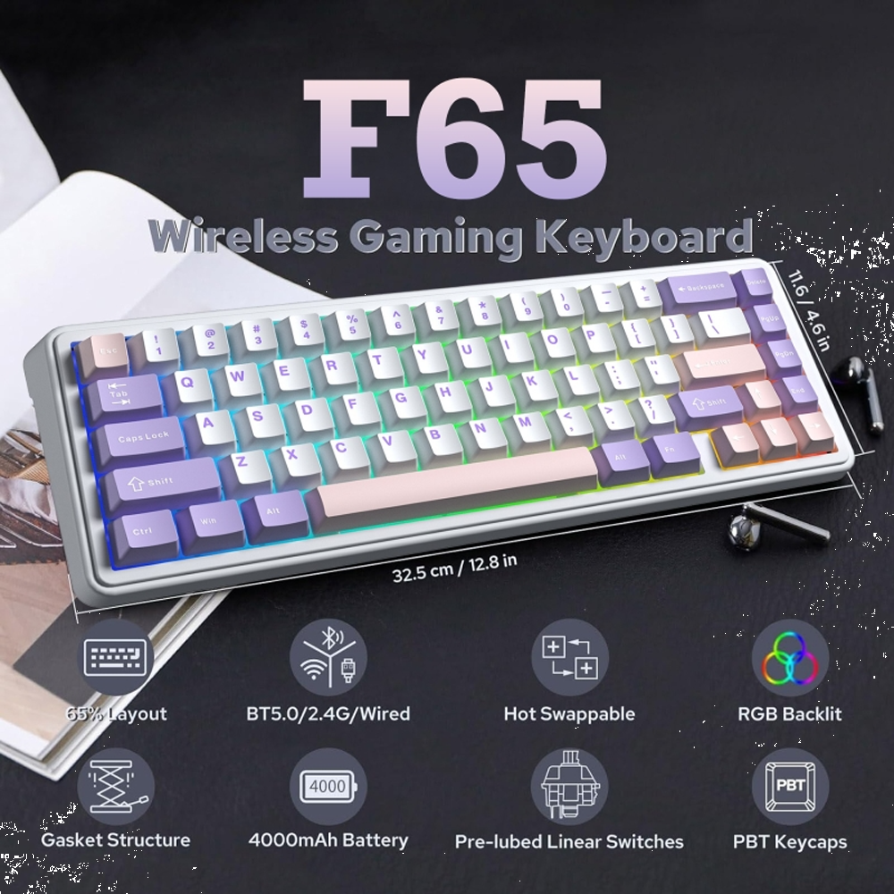 Aula F65 Nimbus V3 Switch Mekanik RGB TKL Kablosuz Gaming Klavye 