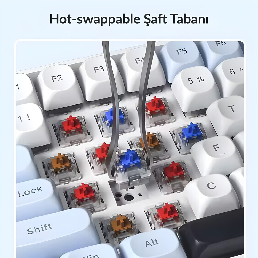 Aula S100 Pro RGB Mekanik Hot Swap Red Switch Mavi Kablosuz Gaming Klavye