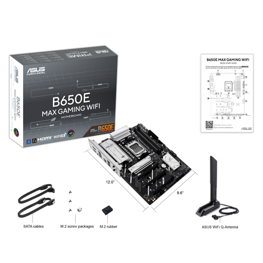 ASUS B650E MAX GAMING WIFI 8000MHz (OC) DDR5 Soket AM5 M.2 HDMI DP ATX Anakart