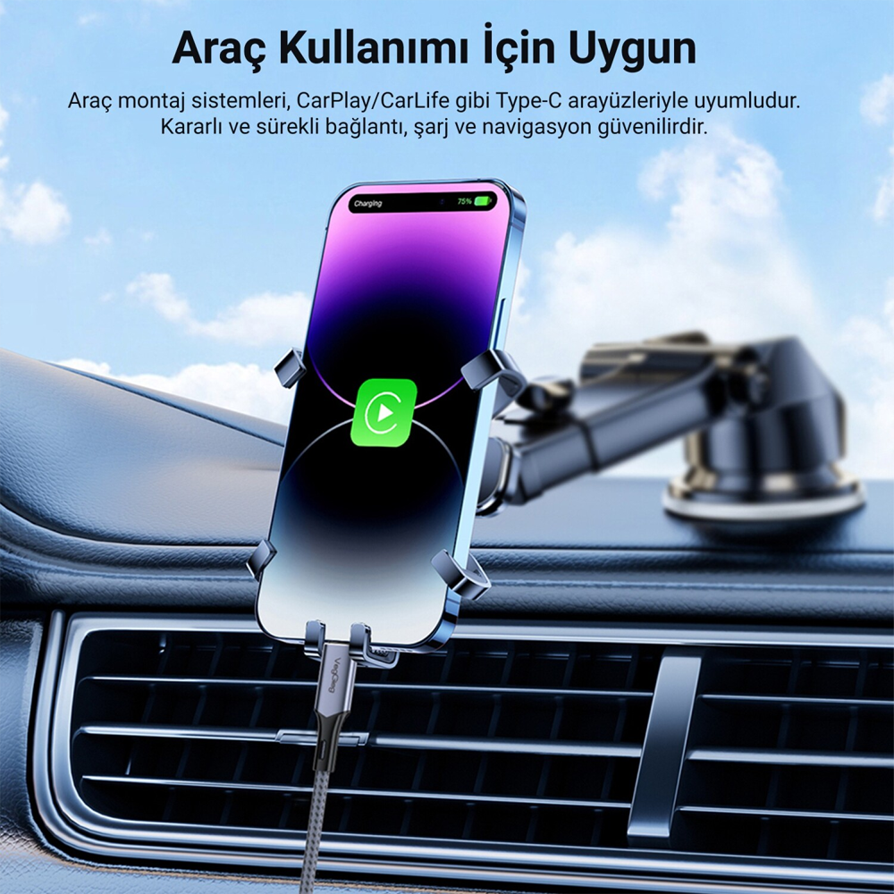 VegGeig 40 Gbps 8K/60Hz Type-C USB 4.0 Thunderbolt 4 Hızlı Sarj ve Data Kablosu 2 Metre