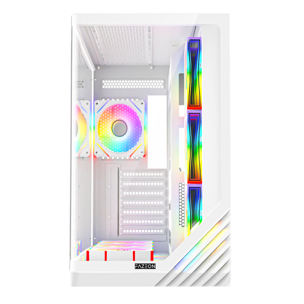 FAZEON F3 750W 80+ Bronze Tempered Glass 7x ARGB Fanlı USB 3.0 Beyaz ATX Bilgisayar Kasası