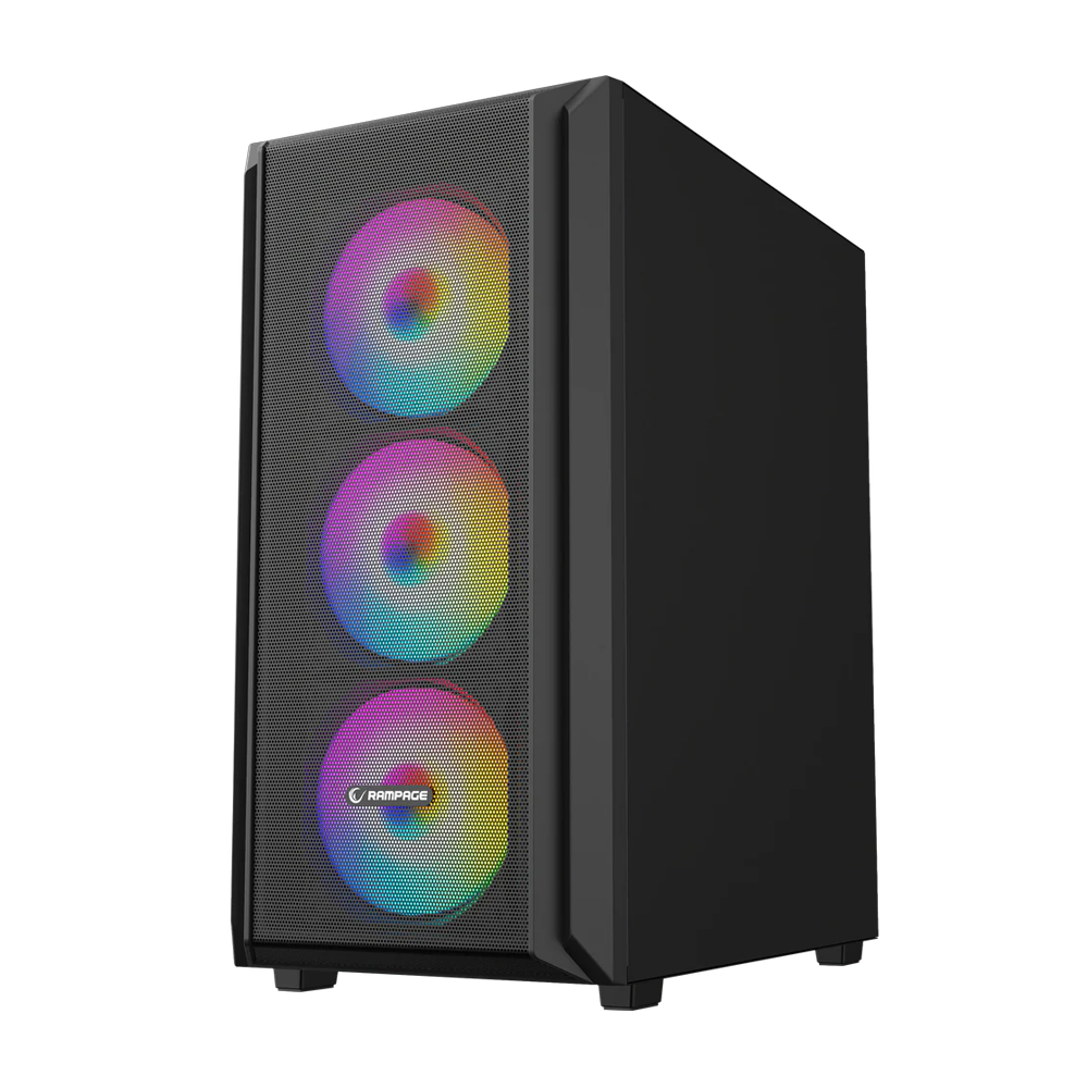 Rampage BETA MESH 650W 80+ 12cm ARGB Fan Temperli Camlı Mid-T Siyah Gaming Kasa