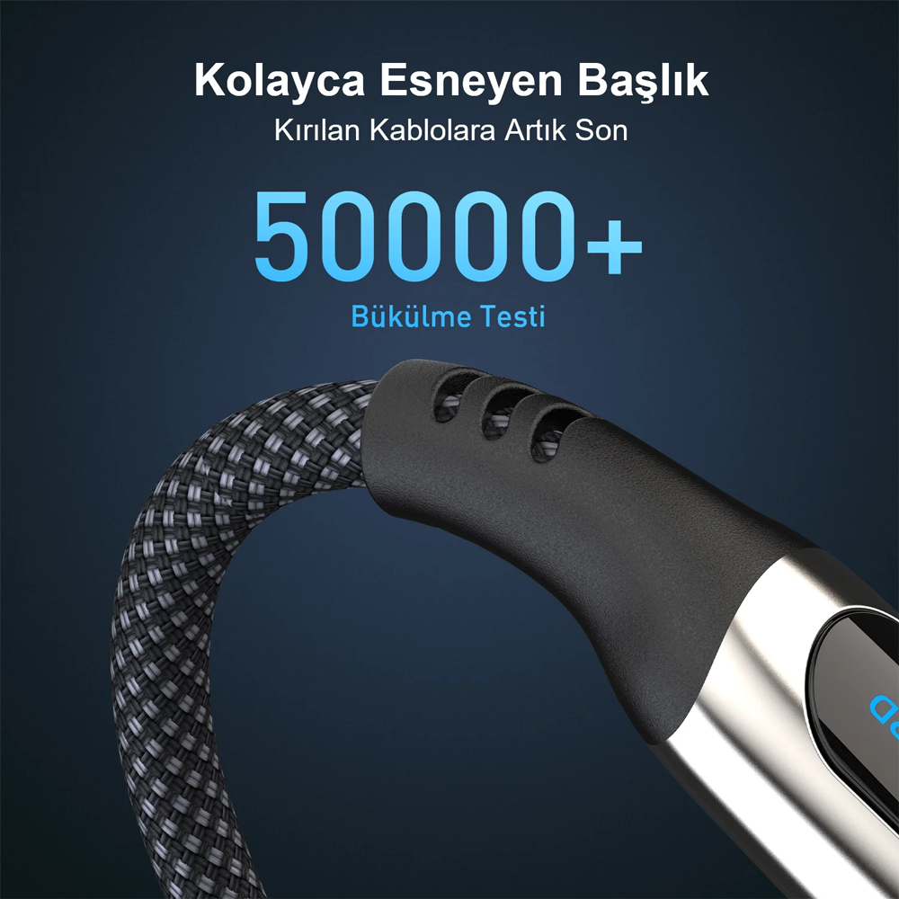 Bix BXCC243 Type-C to Type-C 240W 480Mbps E-Marker Çip Örgülü Şarj ve Data Kablosu 1 Metre