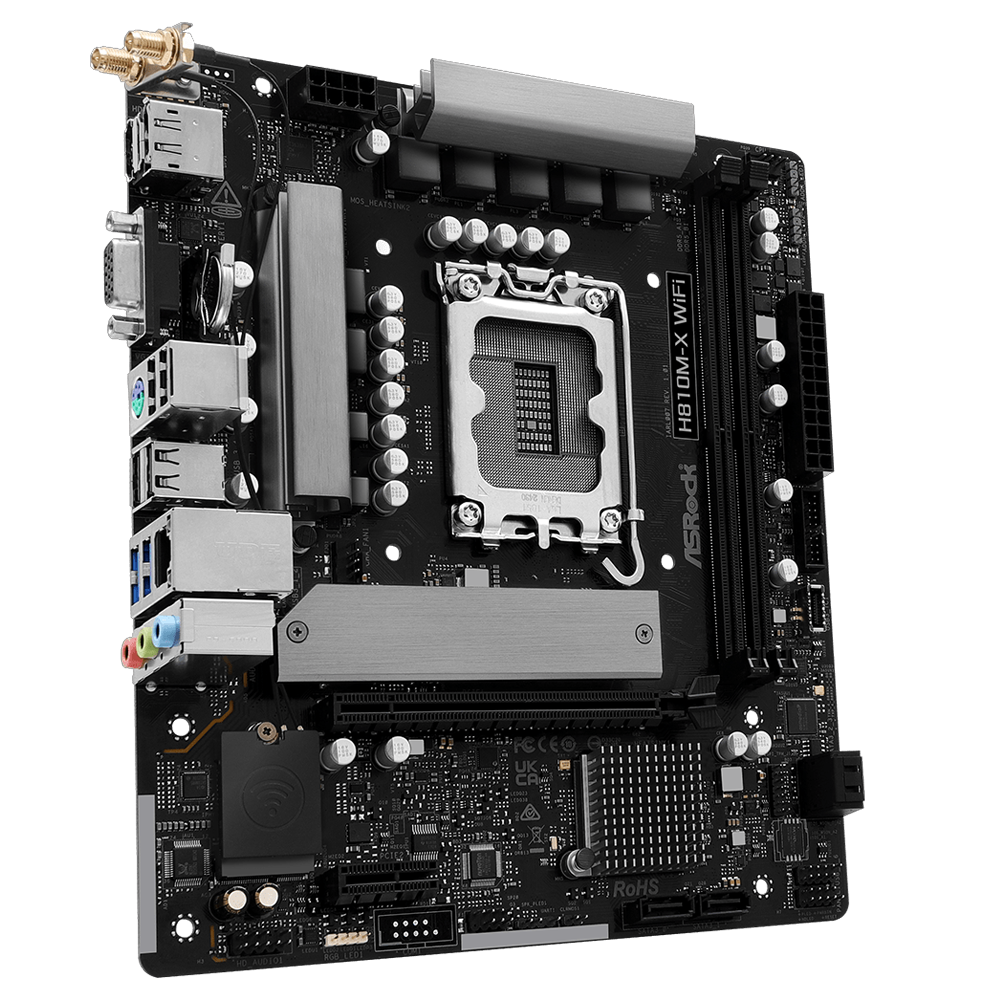 ASROCK H810M-X WIFI 6400MHz DDR5 Soket 1851 M.2 USB 3.2 HDMI D-Sub mATX Anakart