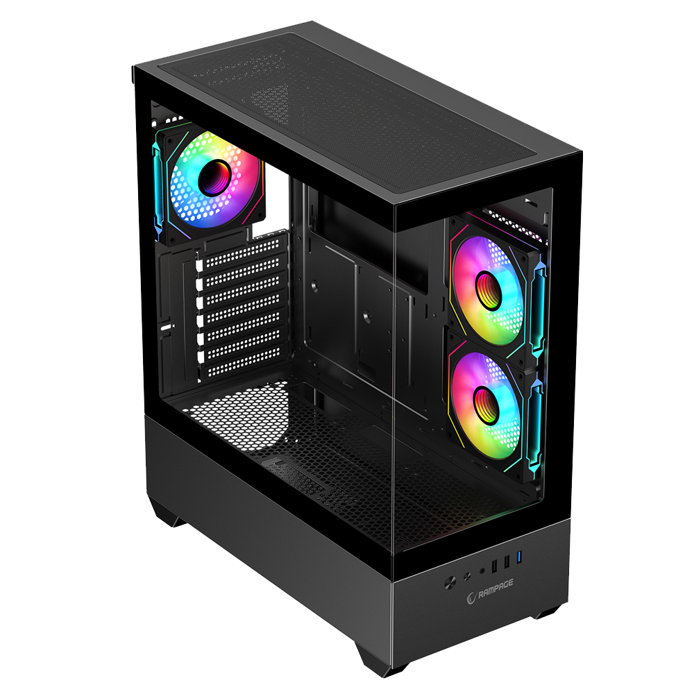 Rampage CALIBRE 750W 80+ Bronze Tempered Glass USB3.0 ARGB ATX Siyah Gaming Kasa