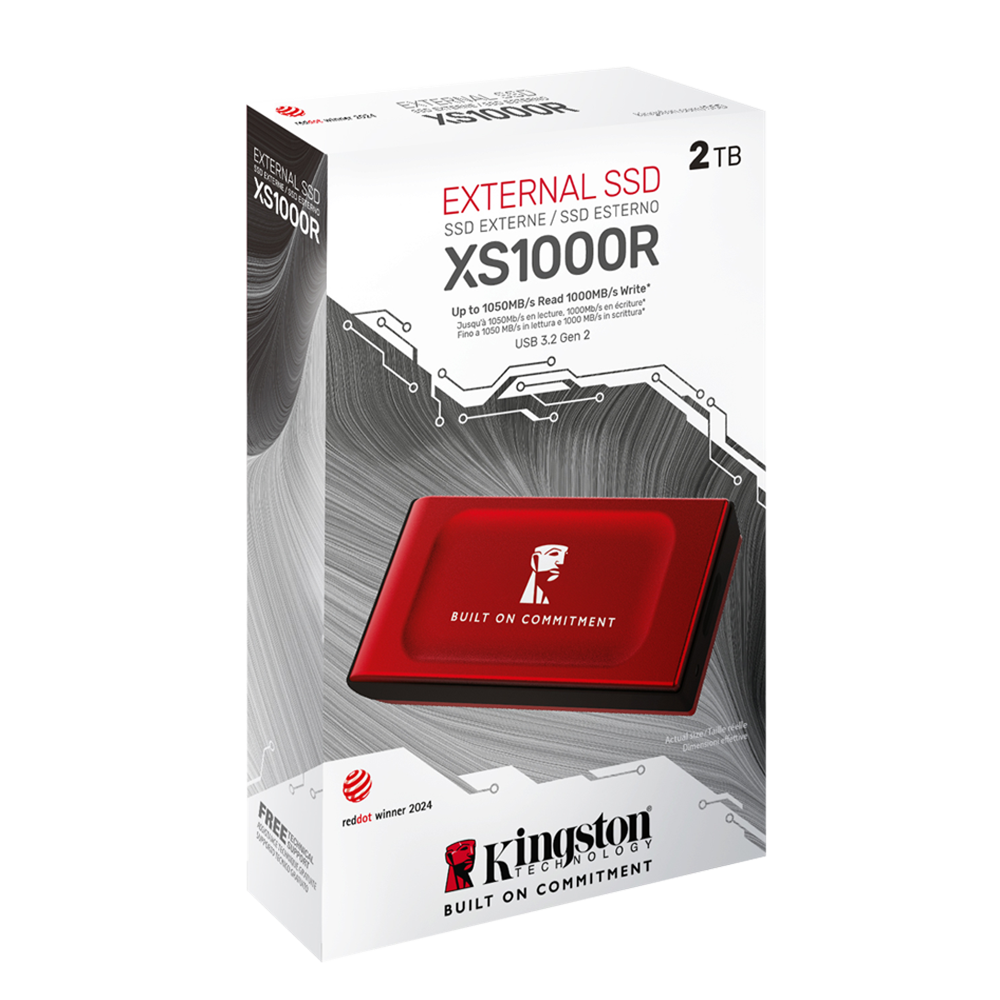 Kingston SXS1000R 2TB USB 3.2 Type-C Kırmızı Taşınabilir Harici SSD 1050MB Okuma/1000MB Yazma