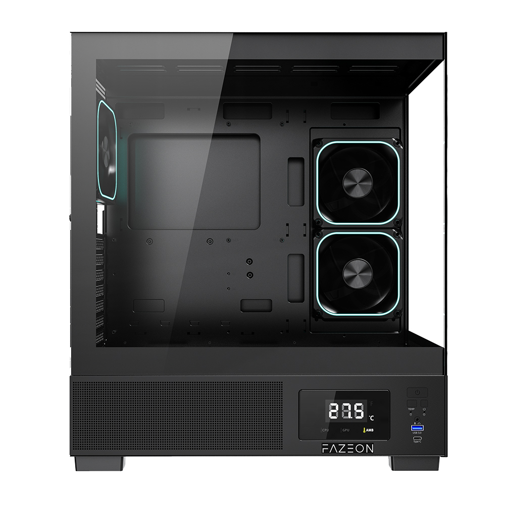 FAZEON F15 750W 80+ Bronze Tempered Glass Mesh 3x120mm LCD Ekranlı ARGB Fanlı USB 3.0 Siyah ATX Bilgisayar Kasası