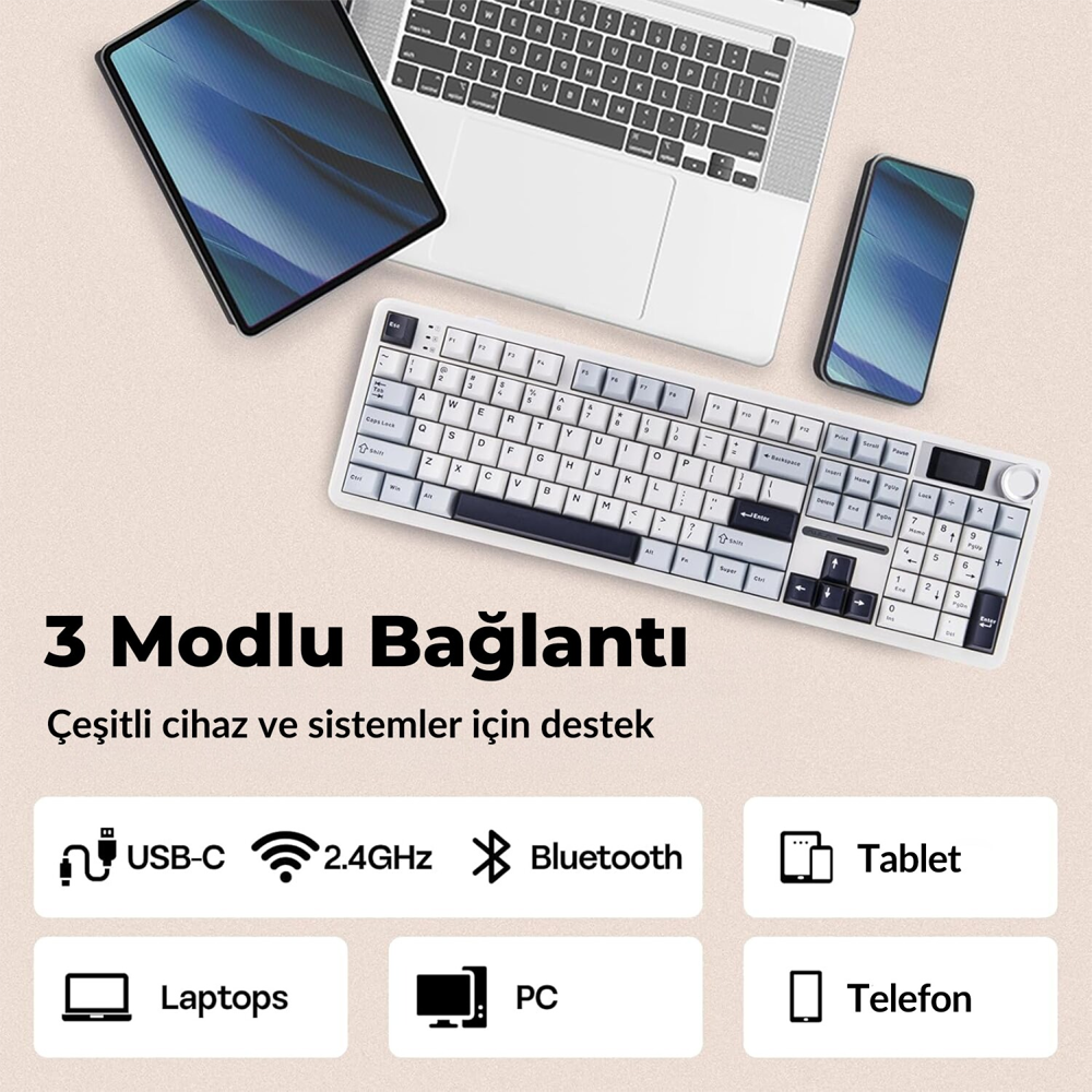 Aula F108 Pro Reaper Switch RGB Mavi Gaming Klavye