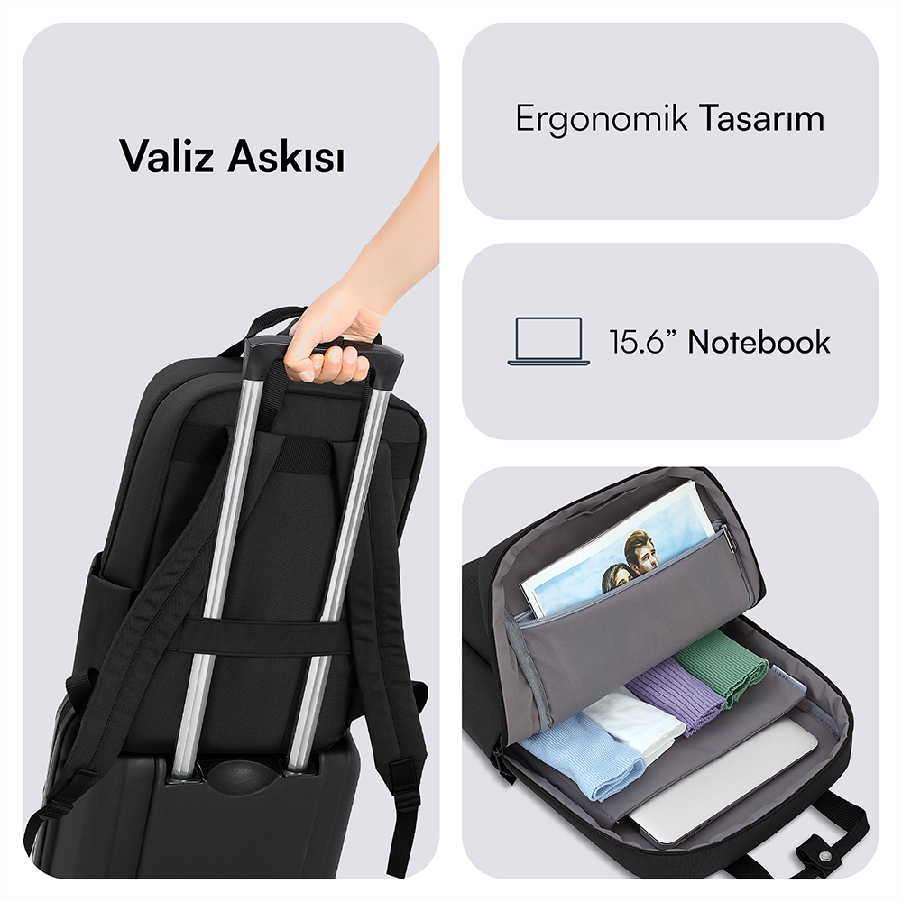 MACK MCE-1521 15.6 NOVA Eco Siyah Notebook Sırt Çantası 