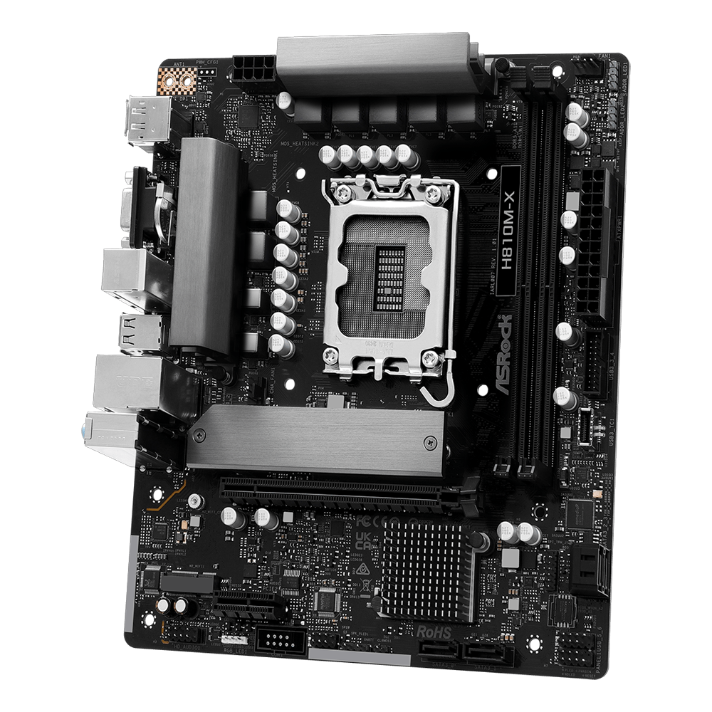 ASROCK H810M-X 6400MHz DDR5 Soket 1851 M.2 USB 3.2 HDMI D-Sub mATX Anakart