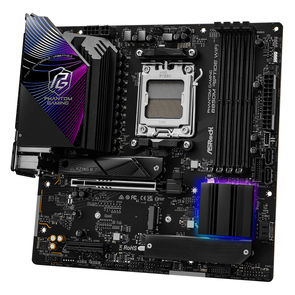 ASROCK B850M Riptide WIFI 8000MHz DDR5 Soket AM5 M.2 USB 3.2 HDMI mATX Anakart