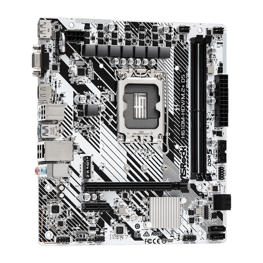 ASROCK H610M-HDV M.2+ D5 5600MHz DDR5 Soket 1700 M.2 USB 3.2 HDMI mATX Anakart