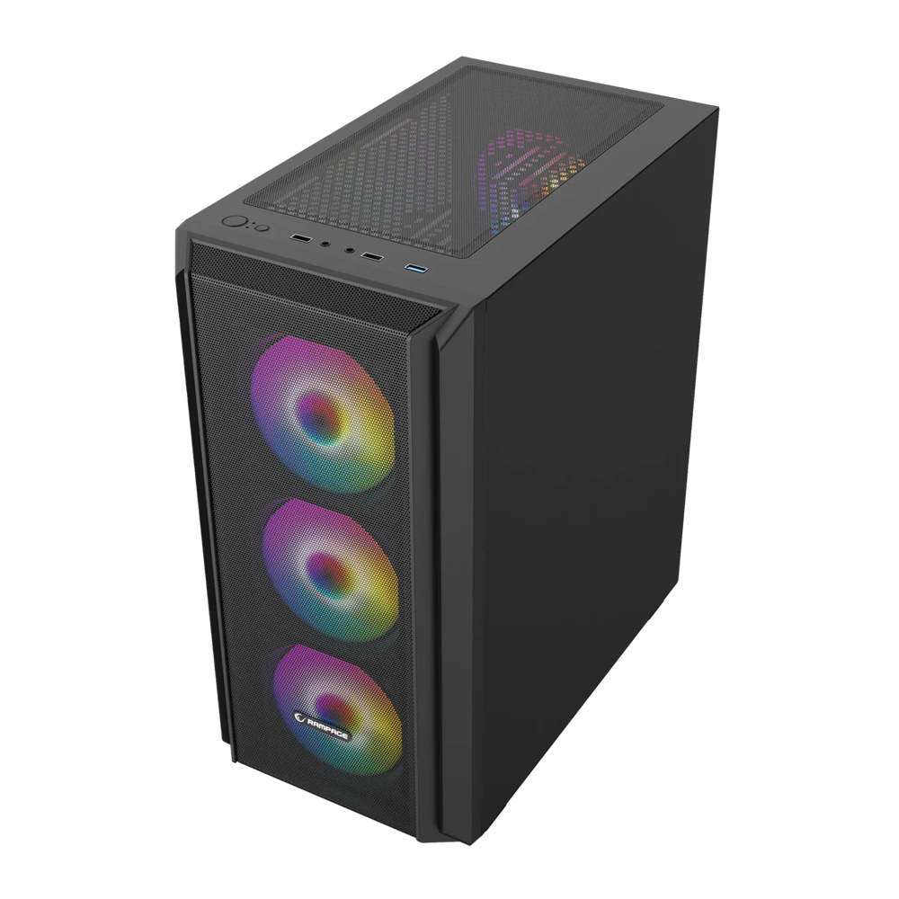 Rampage BETA MESH 650W 80+ 12cm ARGB Fan Temperli Camlı Mid-T Siyah Gaming Kasa