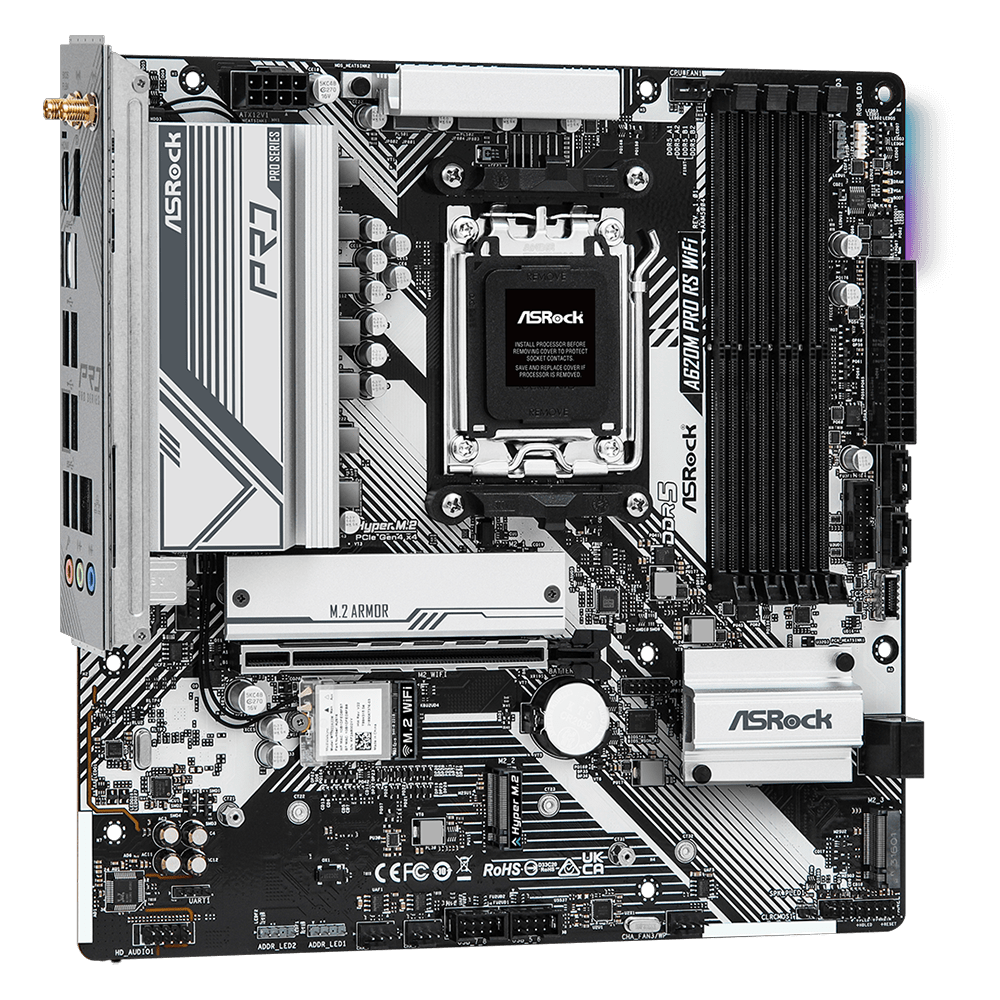 ASROCK A620M Pro RS WIFI 7200MHz DDR5 Soket AM5 M.2 USB 3.2 HDMI MATX Anakart