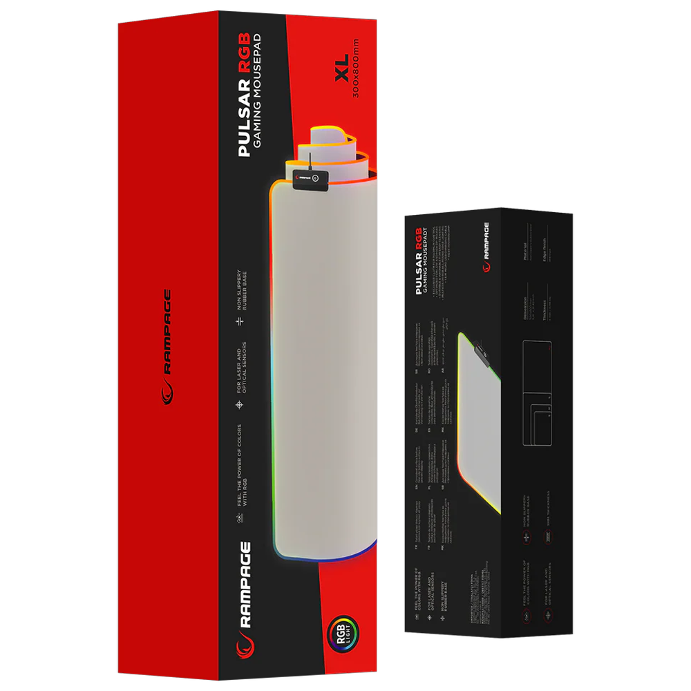 Rampage MP-22 Pulsar Gri XL RGB Ledli Gaming Mouse Pad