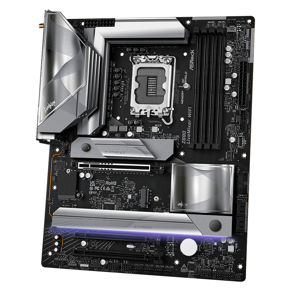 ASROCK Z890 LIVEMIXER WIFI 9466MHz OC DDR5 Soket 1851 WIFI7 M.2 HDMI Thunderbolt 4 ATX Anakart