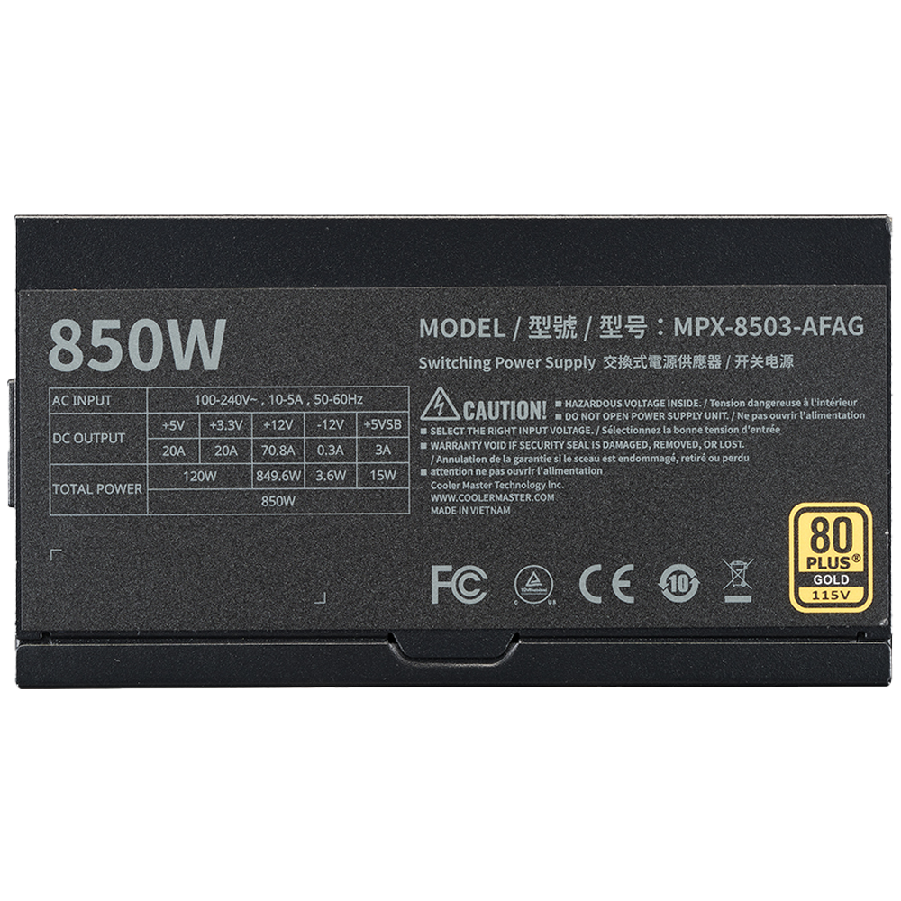 Cooler Master GX II 850W 80+ Gold Full Modüler Gen 5.0 ATX 3.1 120mm Fanlı PSU