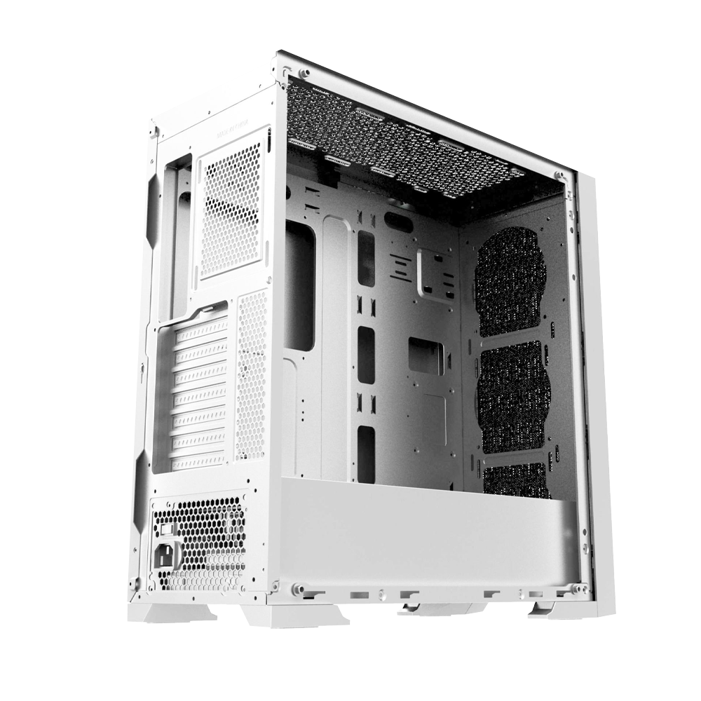 PowerBoost PB-P1601BW USB 3.0 Tempered Glass ARGB Fanlı Mid Tower Beyaz Gaming Kasa