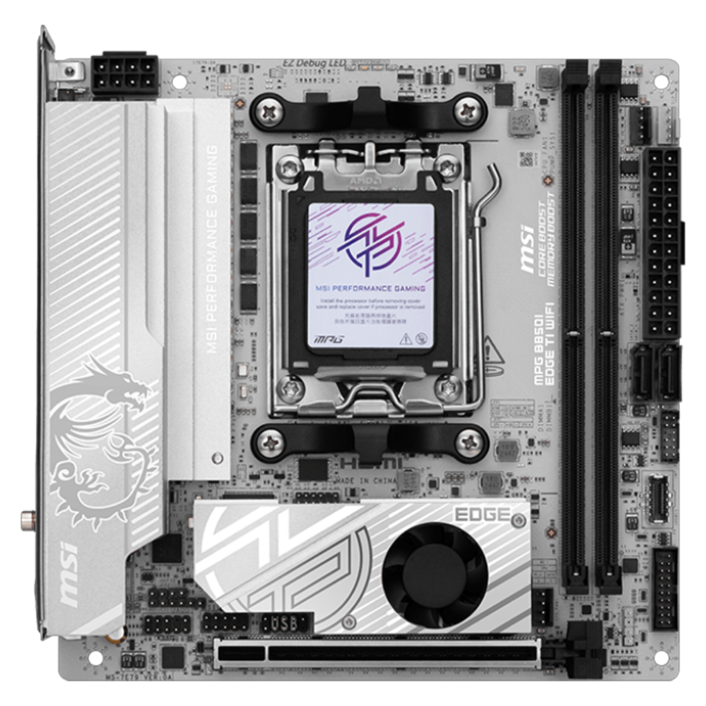 MSI MPG B850I EDGE TI WIFI 10000MHz(OC) DDR5 Soket AM5 M.2 HDMI USB-C Mini-ITX Anakart