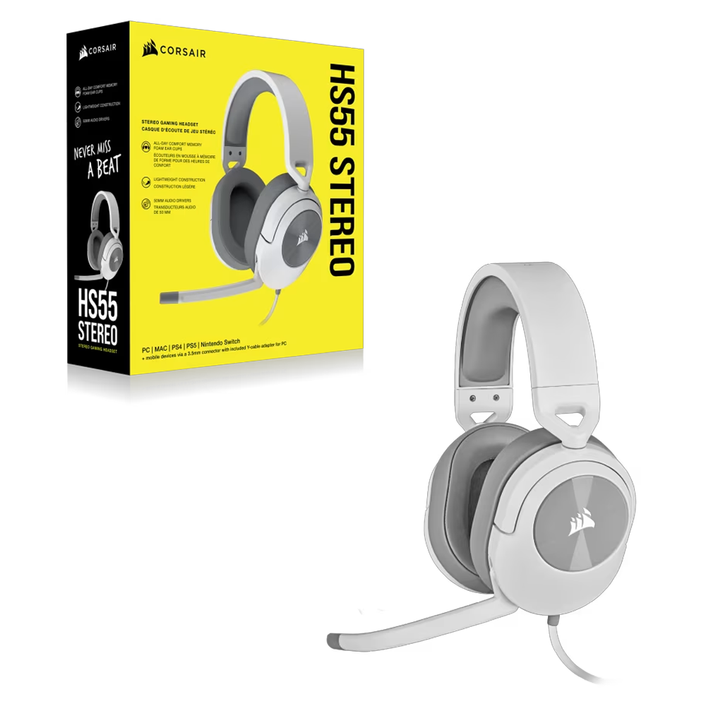 Corsair HS55 Stereo Kablolu Beyaz Gaming Kulaklık