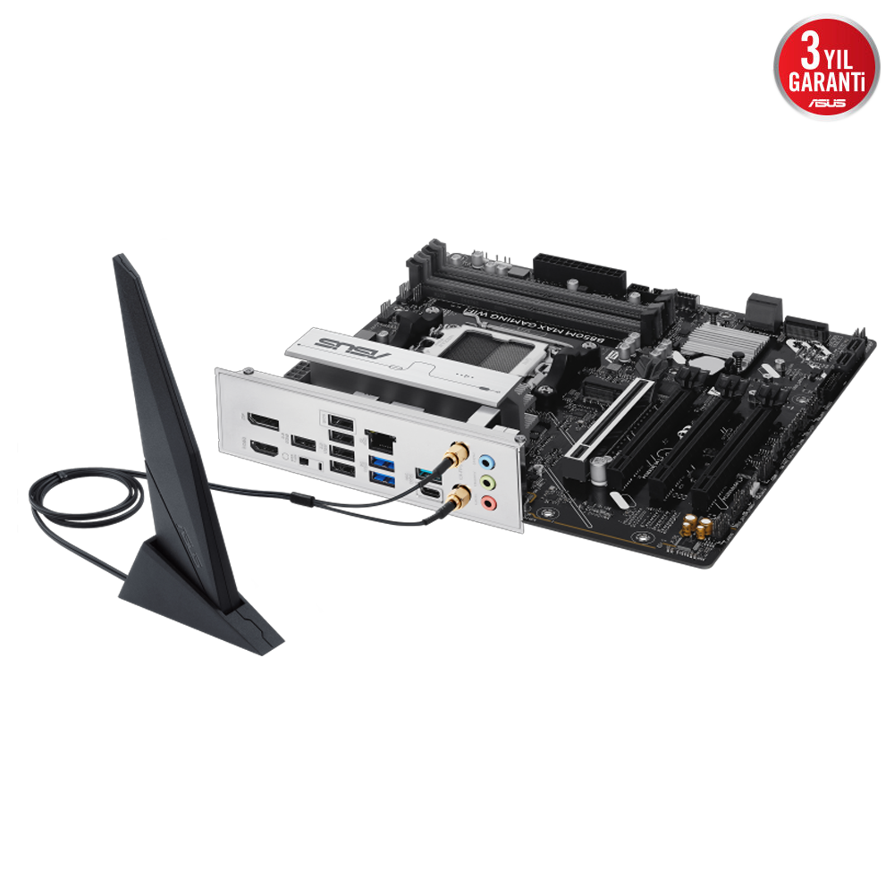 ASUS B850M MAX GAMING WIFI 8000MHz DDR5 Soket AM5 M.2 HDMI DP mATX Anakart