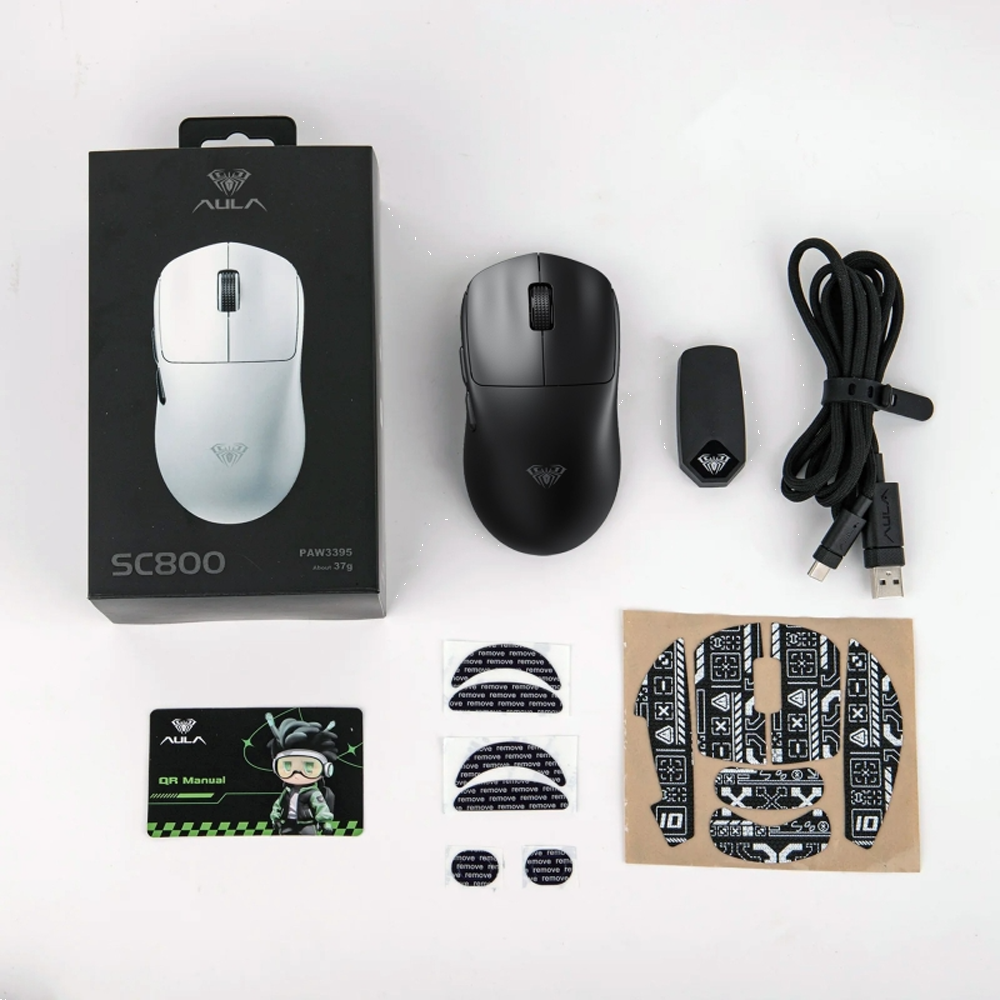 Aula SC800 Lightweight PAW3395 26000 DPI 8000Hz Kablosuz Siyah Gaming Mouse