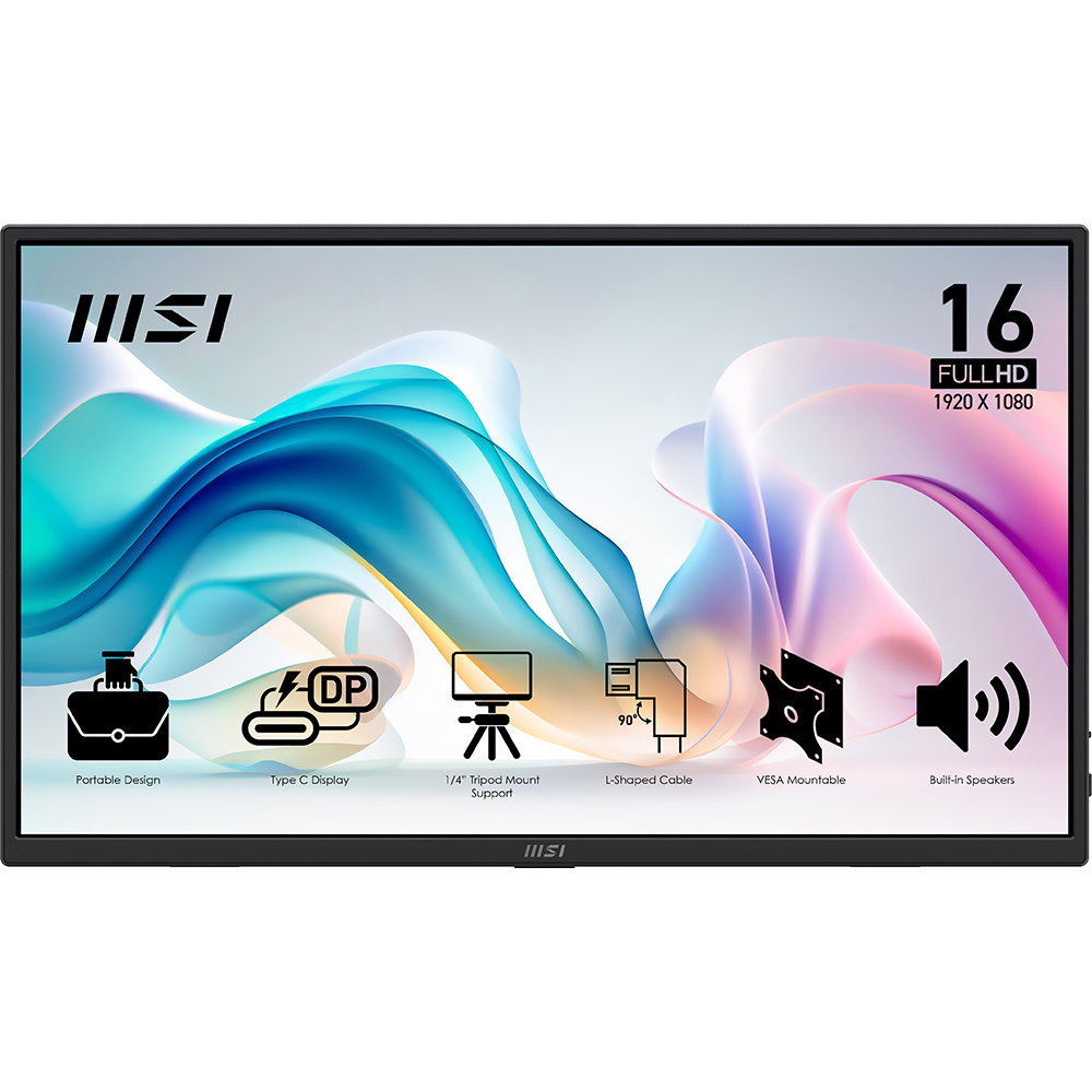 MSI PRO MP165 E6 15.6" 60Hz 4ms HDMI Type-C IPS Portatif Monitör
