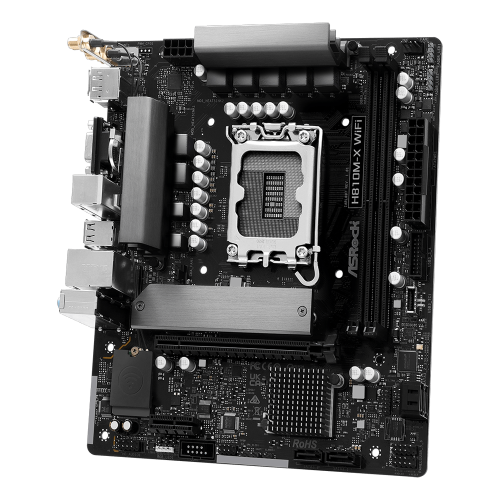 ASROCK H810M-X WIFI 6400MHz DDR5 Soket 1851 M.2 USB 3.2 HDMI D-Sub mATX Anakart