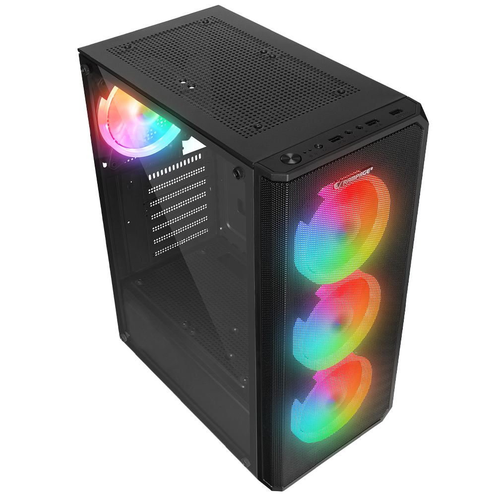 Rampage HELIOS Mesh 650W 80+ Siyah Temperli Cam 4x12cm Rainbow ATX Gaming Siyah Kasa