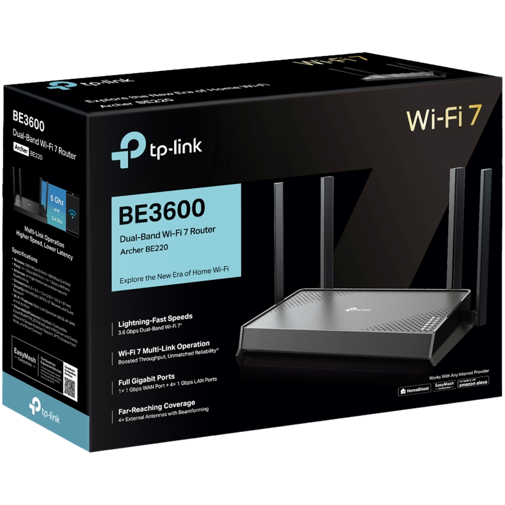 TP-LINK ARCHER BE220 BE3600 Çift Bantlı Wi-Fi 7 Router