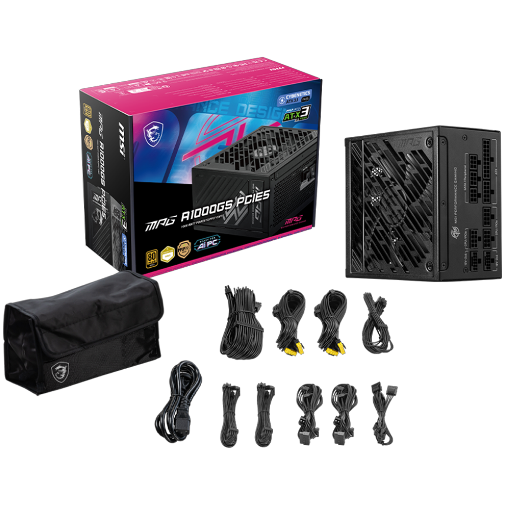 MSI MPG A1000GS 1000W 80+ Gold GEN 5.1 ATX 3.1 Full Modüler 135mm Fanlı PSU