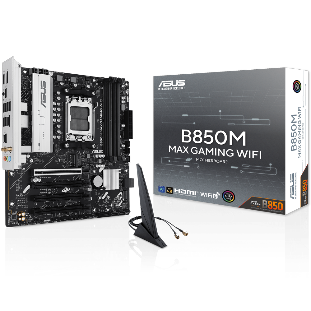 ASUS B850M MAX GAMING WIFI 8000MHz DDR5 Soket AM5 M.2 HDMI DP mATX Anakart