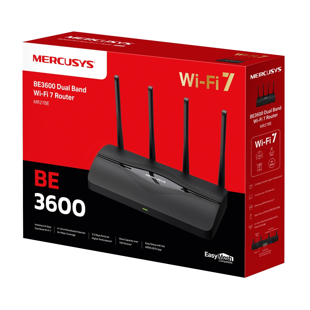 MERCUSYS MR27BE BE3600 Kablosuz Çift Bant WIFI 7 Gigabit Router
