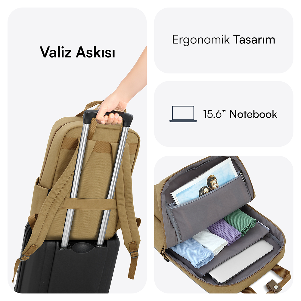 MACK MCE-1523 15.6 NOVA Eco Camel Notebook Sırt Çantası 