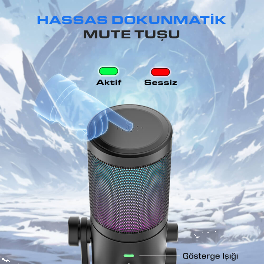 Fifine Ampligame AM6 USB RGB Yayıncı Bilgisayar Mikrofonu