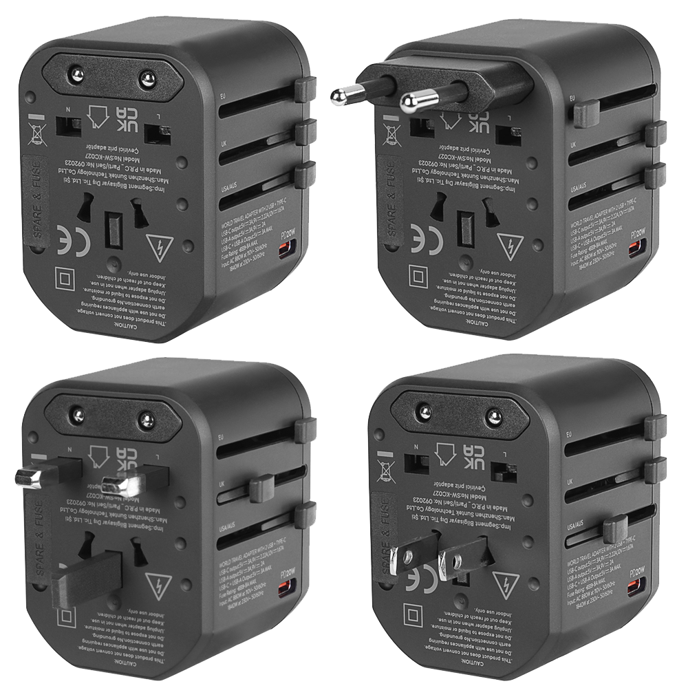 S-link SL-WL20PD 20W 2XUSB 2.4A+PD 100-240V Universal Çevirici Priz Adaptörü