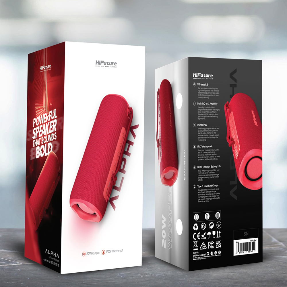 HiFuture Alpha 15W Kırmızı su geçirmez Bluetooth Hoparlör