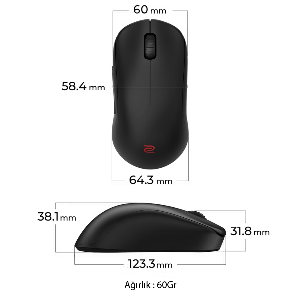 BenQ Zowie U2-DW 3200 DPI Kablosuz Gaming Mouse