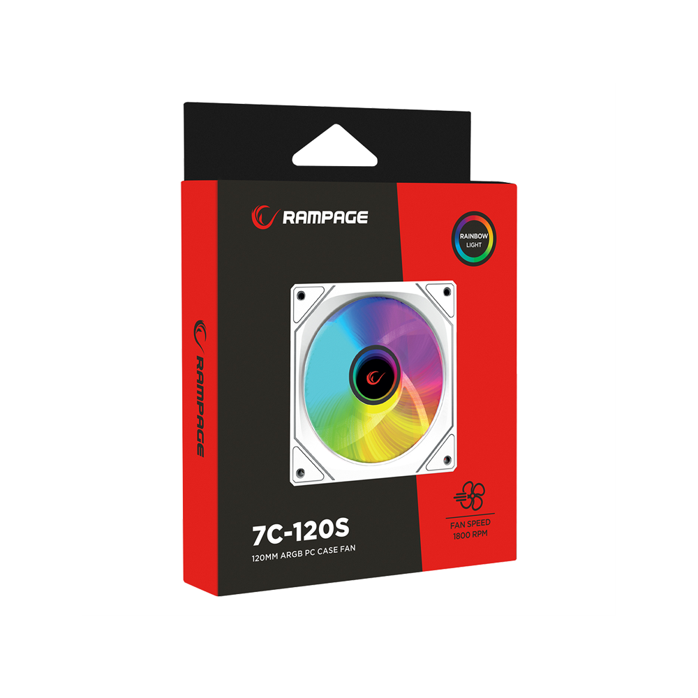 Rampage 7C-120B 12cm Double Ring Aynalı ARGB Beyaz Kasa Fanı