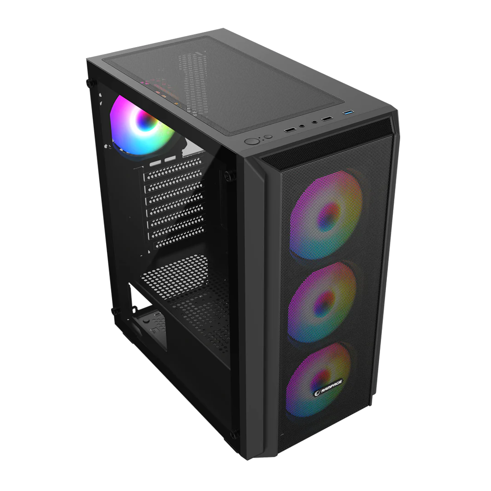 Rampage BETA MESH 650W 80+ 12cm ARGB Fan Temperli Camlı Mid-T Siyah Gaming Kasa