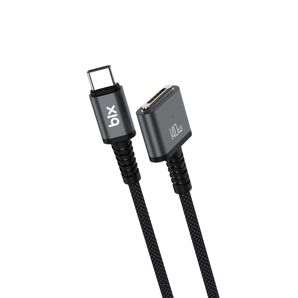 Bix BXM3C 140W Type-C to Magsafe Mac Uyumlu Manyetik Örgülü Şarj Kablosu 2 Metre