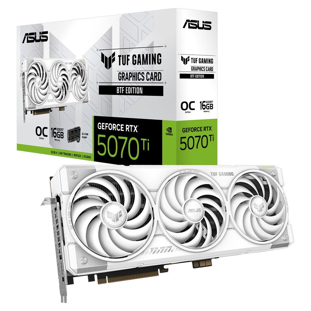 ASUS TUF Gaming GeForce RTX 5070 Ti BTF WHITE OC Edition 16GB GDDR7 DLSS 4 256 Bit Ekran Kartı