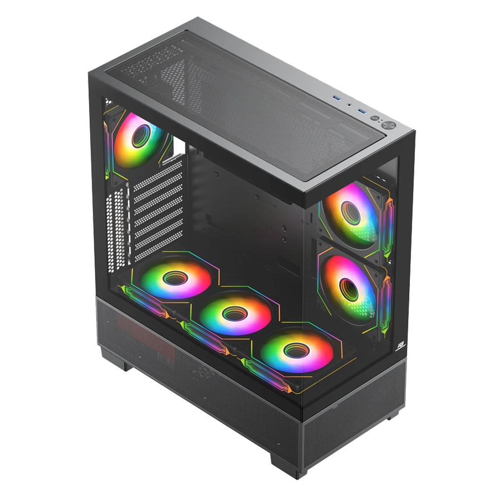 PowerBoost PB-PBE6075W 750W 80+ Bronze 6*12cm ARGB Fanlı USB 3.0 ATX Mid Tower Siyah Gaming Kasa