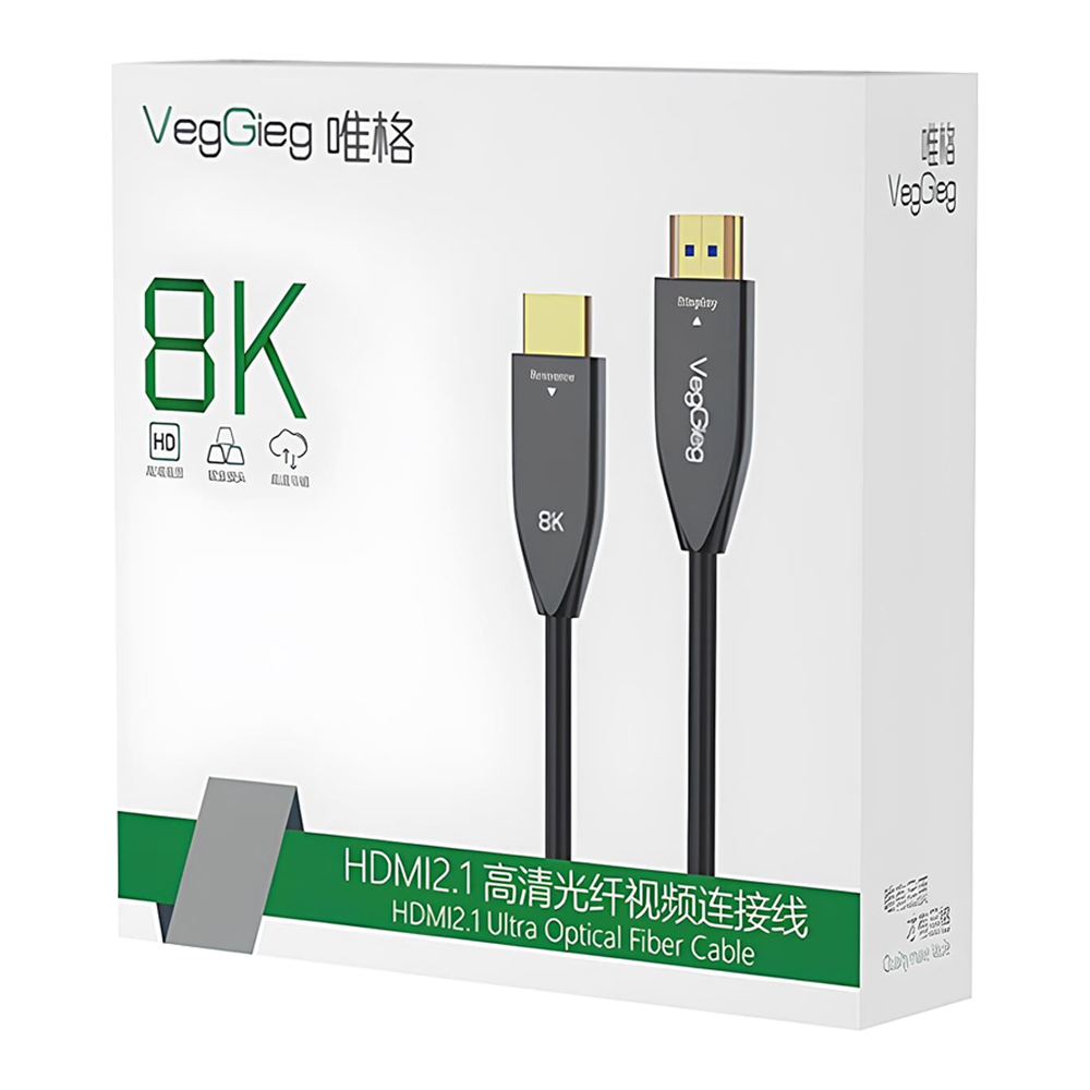 VegGeig 48 Gbps 8K/60Hz 4K/120Hz Fiber Optik HDMI 2.1 Kablo 60 Metre