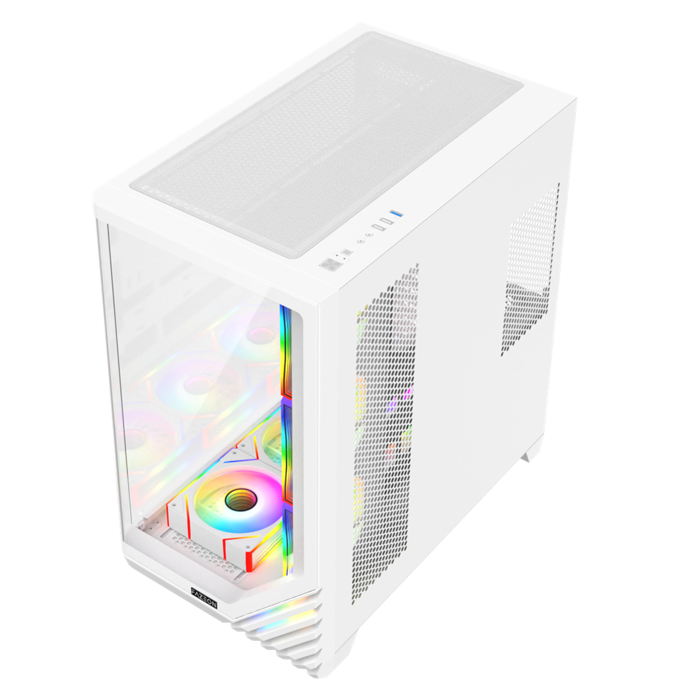 FAZEON F3 750W 80+ Bronze Tempered Glass 7x ARGB Fanlı USB 3.0 Beyaz ATX Bilgisayar Kasası