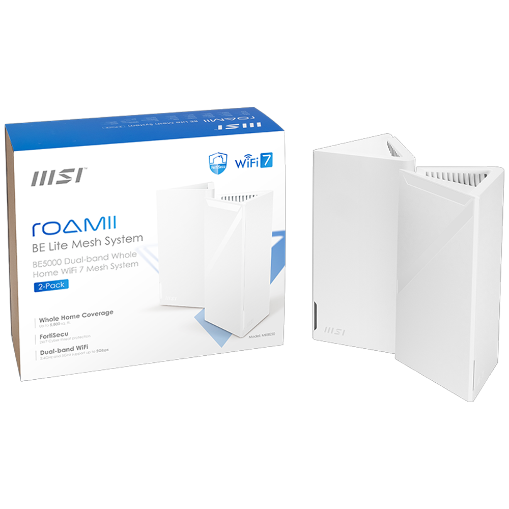 MSI Roamii Be Lite 5000 Mbps WiFi 7 Mesh Sistem 2li