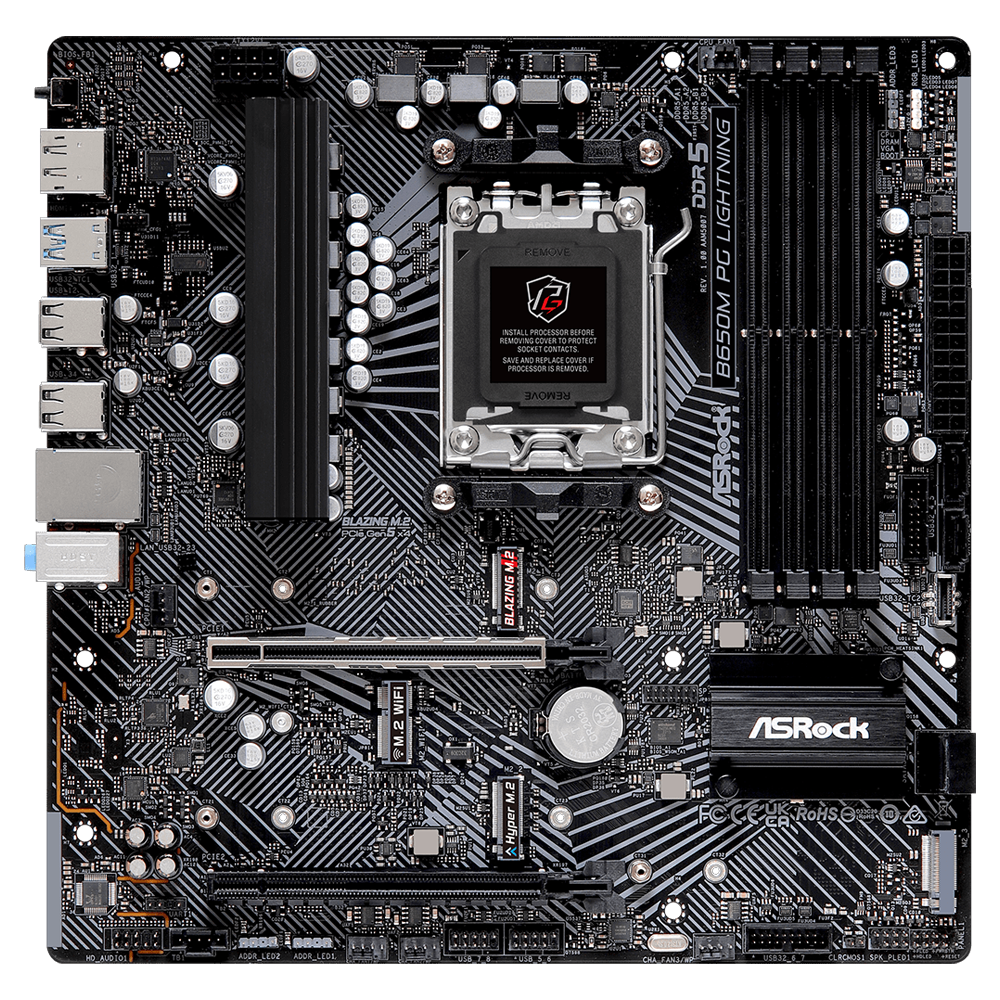 ASROCK B650M PG LIGHTNING 7200MHz(OC) DDR5 Soket AM5 HDMI DP M.2 mATX Anakart