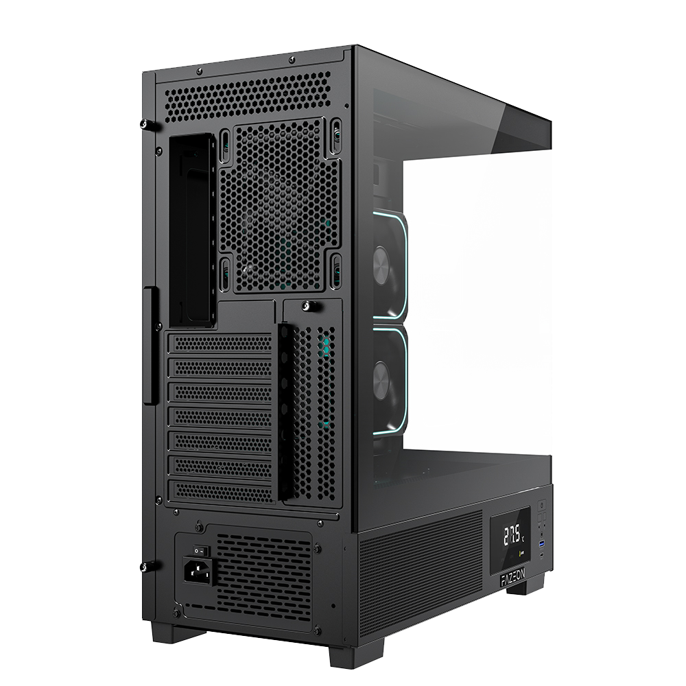 FAZEON F15 750W 80+ Bronze Tempered Glass Mesh 3x120mm LCD Ekranlı ARGB Fanlı USB 3.0 Siyah ATX Bilgisayar Kasası